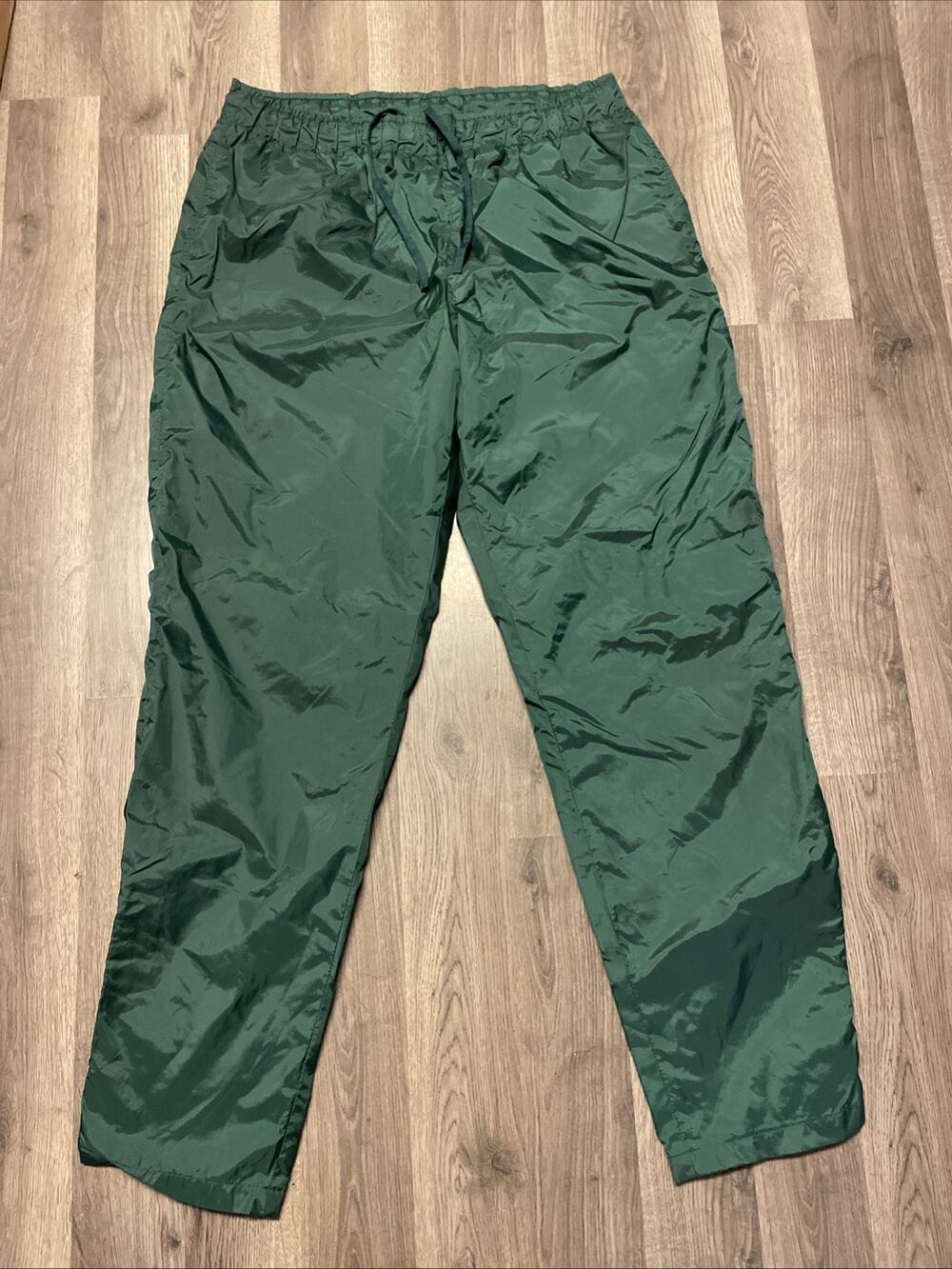 Vintage 90s BIKE Athletic Nylon Track Pants L Forest Green Windbreaker Warm Up